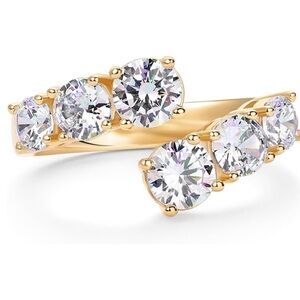 14K Gold Plated Cubic Zirconia Crossover Chunky Eternity Ring for Women | Open T